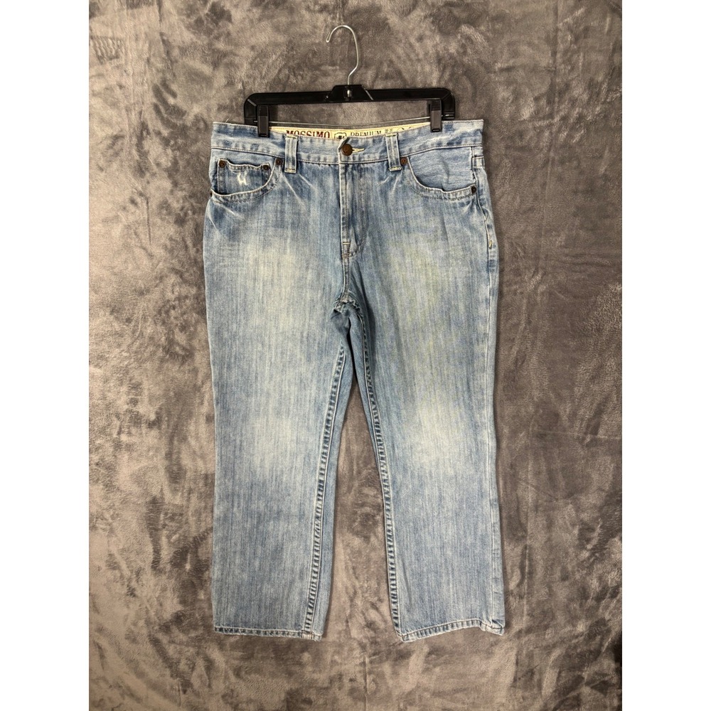Mossimo Premium Mens Straight Leg Blue Denim Jeans Light Wash 35x29
